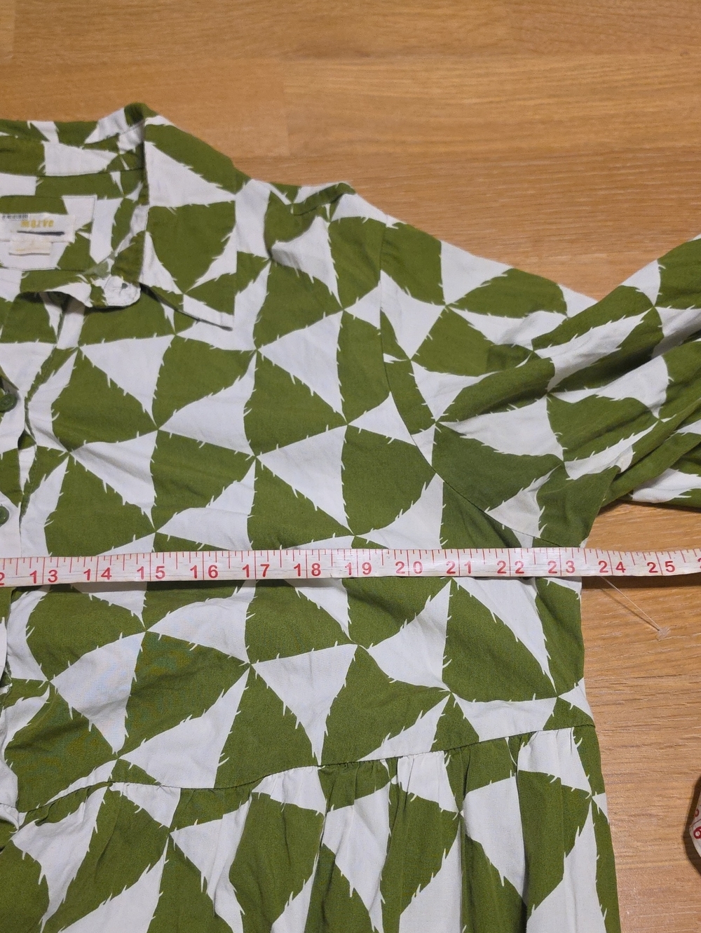 Maeve The Bettina Olive Green & White Geometric Midi Shirt Dress Size 1X Used - Picture 10 of 16